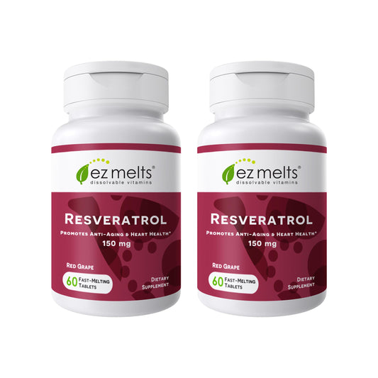 EZ Melts Resveratrol 150 mg dissolvable tablet on blister pack