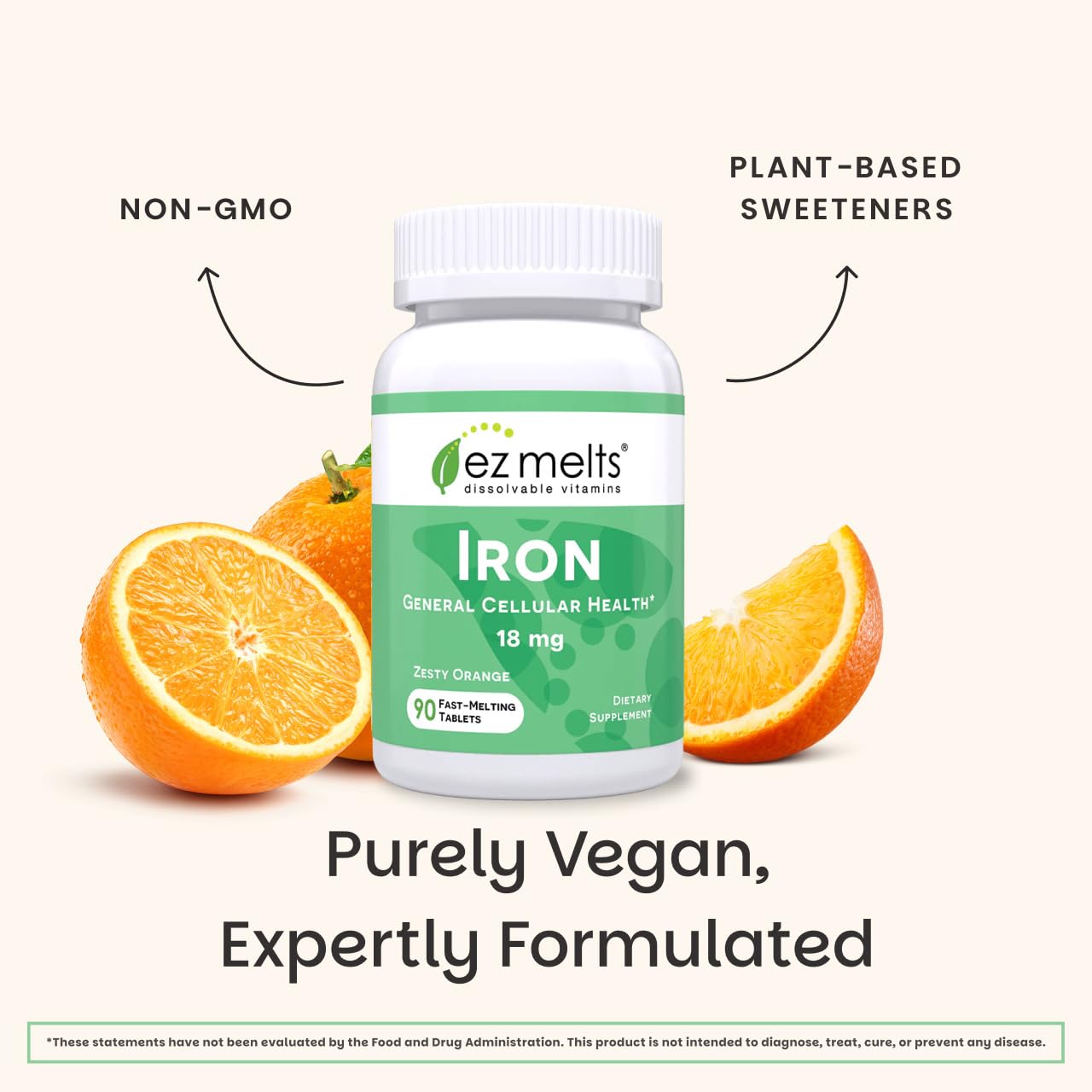 Sugar-free EZ Melts with a pleasant orange flavor.