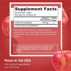 EZ Melts Ubiquinol 100 mg, sabor manzana facilita la toma diaria.