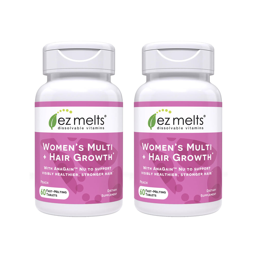 EZ Melts dissolvable multivitamin for women with hair growth formula dissolving in mouth