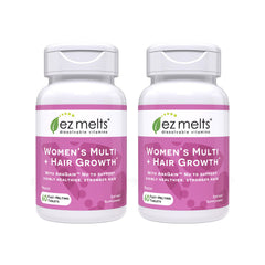 EZ Melts dissolvable multivitamin for women with hair growth formula dissolving in mouth