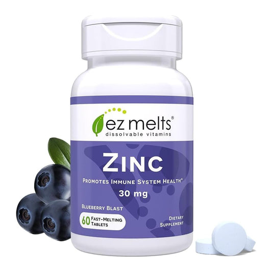Front view of EZ Melts Zinc 30 mg bottle
