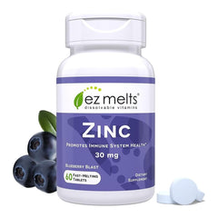 Front view of EZ Melts Zinc 30 mg bottle