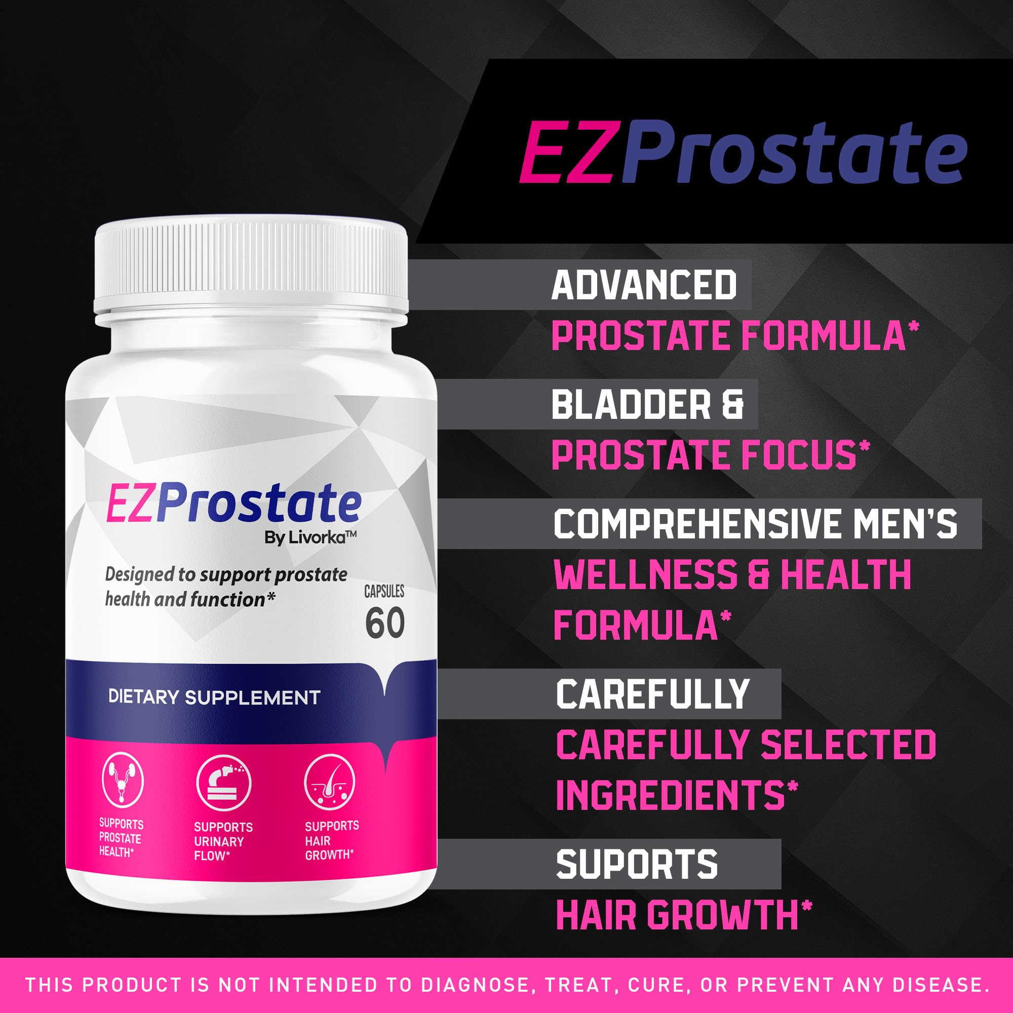 Capsules bottle with 120-count EZ Prostate label