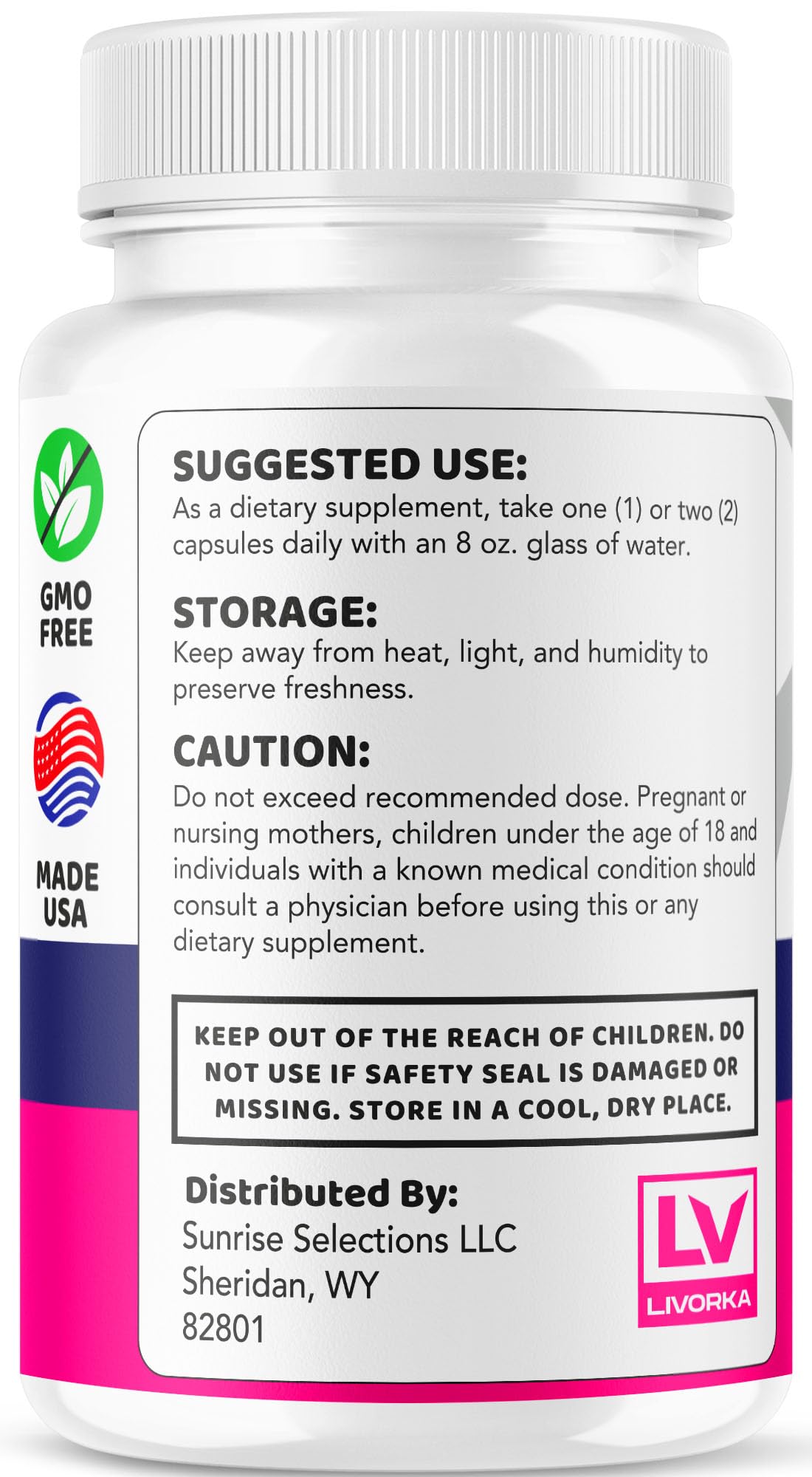 Ingredients label for EZ Prostate supplement