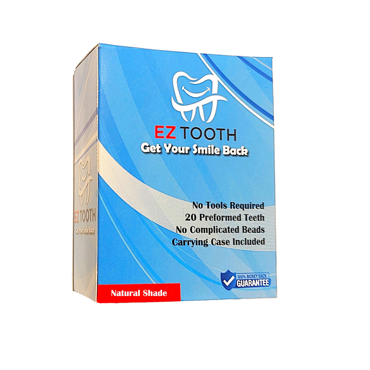 Product shot of EZ Tooth temporary tooth