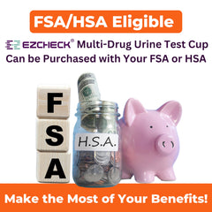 CLIA waived OTC status and FSA/HSA eligibility logos on packaging
