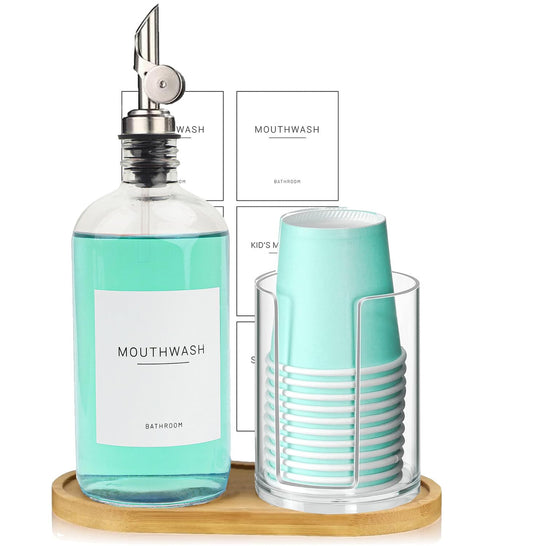 Ezebesta 480ml glass pump dispenser with clear refillable bottle for mouthwash