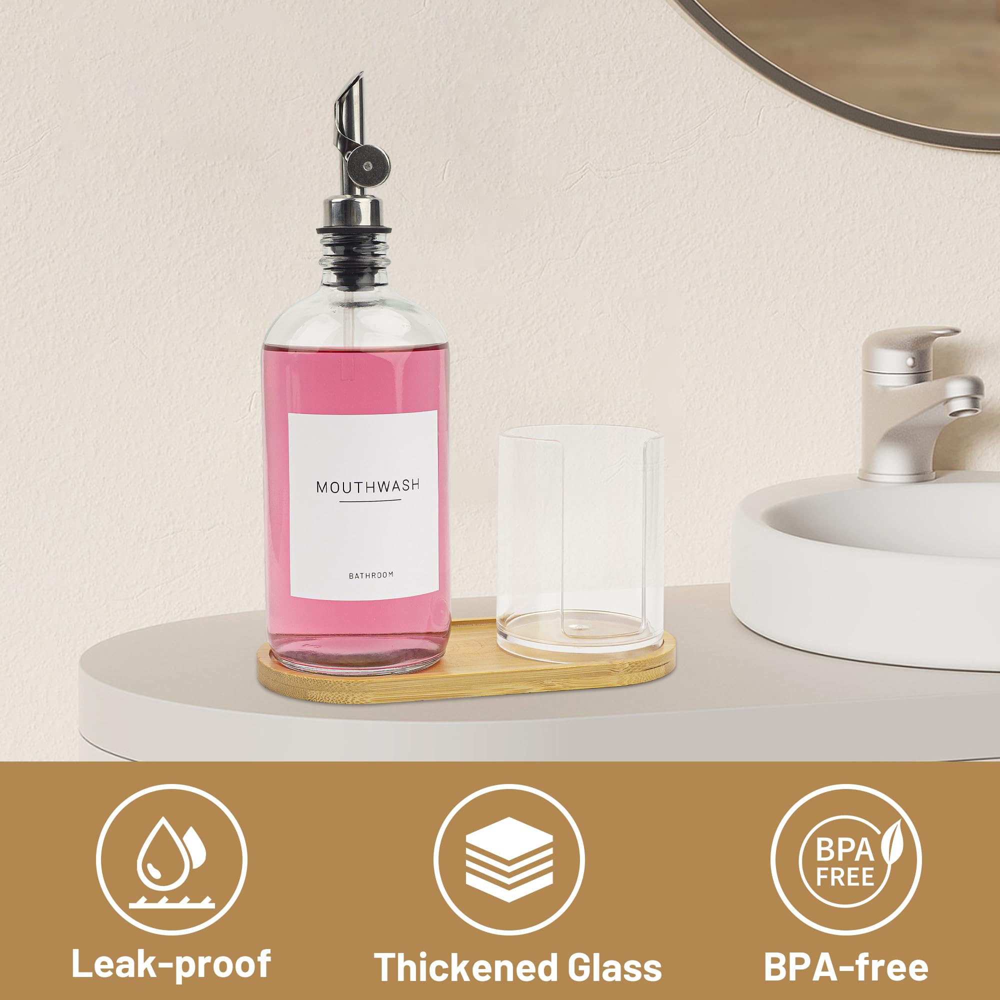 Five waterproof stickers included for bathroom organization