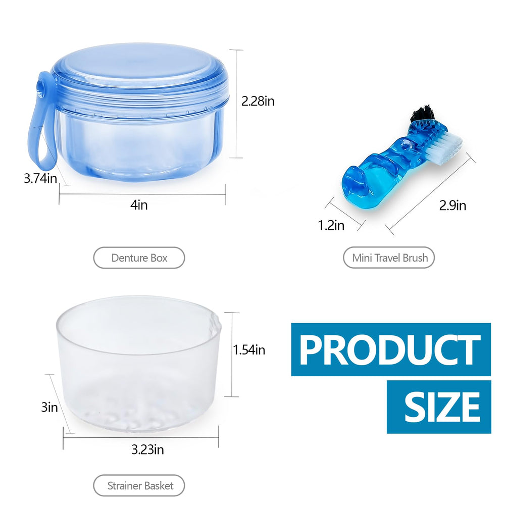 Interior view showing blue denture travel cup
