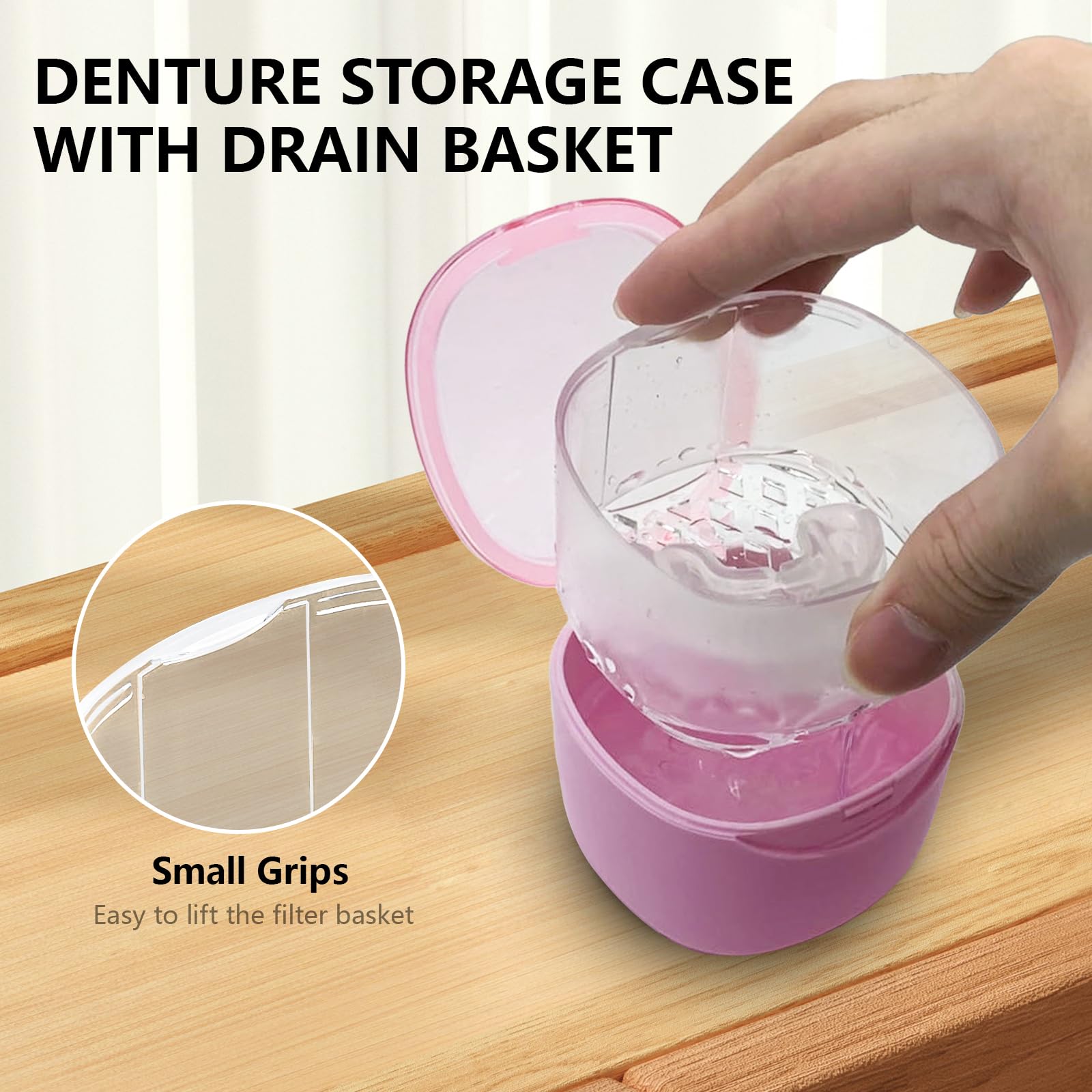 Travel-friendly denture cleaning bath case