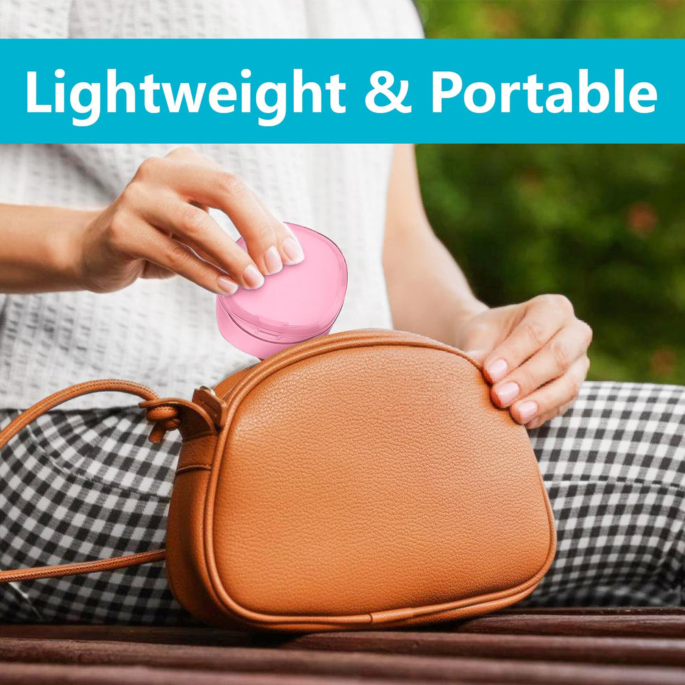 Sleek pink denture case emphasizing safety and durability