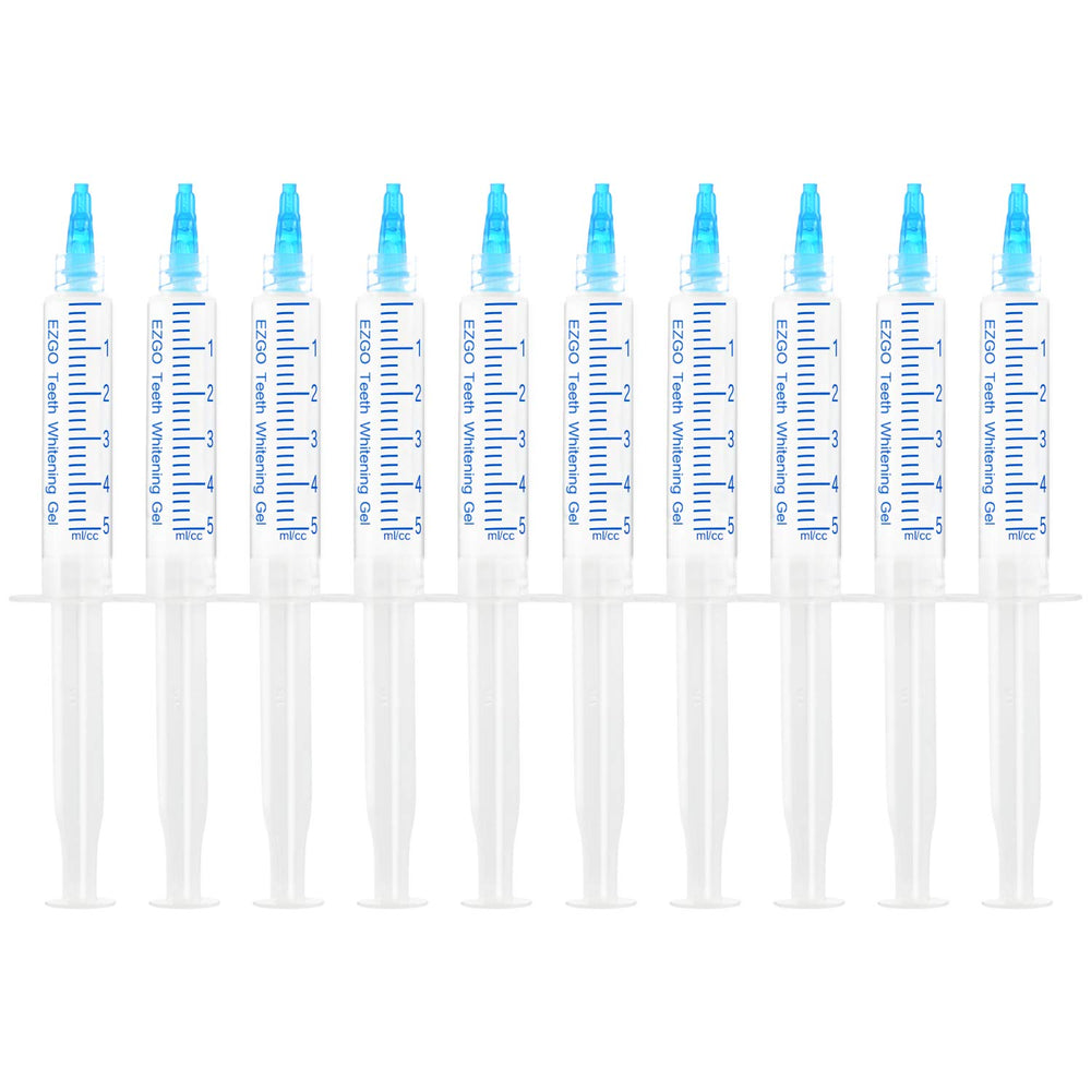 EZGO 10-pack teeth whitening gel refills front view with mint labels