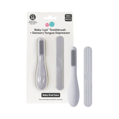 ezpz Pewter Baby-Led Toothbrush made from 100% silicone