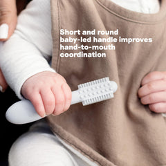 Product packaging for ezpz Baby-Led Toothbrush Pewter
