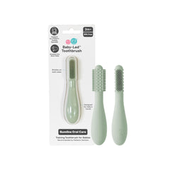 Front view of ezpz Baby-Led Toothbrush Sage
