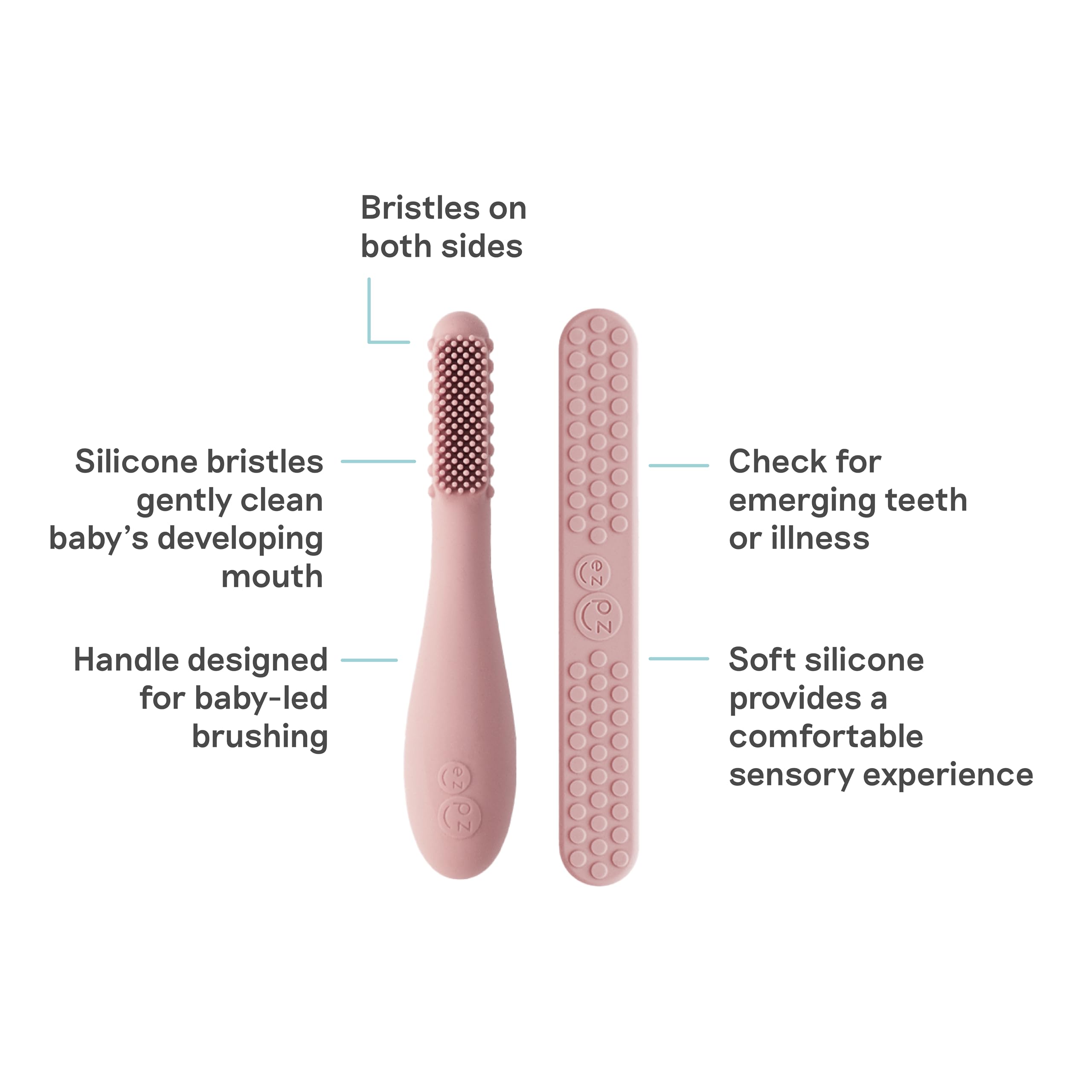 Close-up of 100% silicone toothbrush head