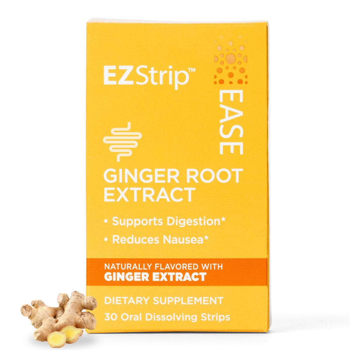 EZStrip Ease Ginger Flavor dissolving strips packaging