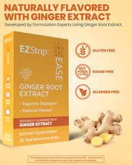 Ginger flavor EZStrip dissolving strips on white background