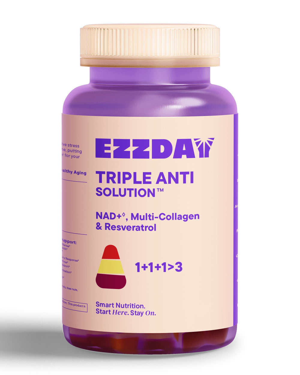 EZZDAY Triple Anti Solution bottle with 60 gummies