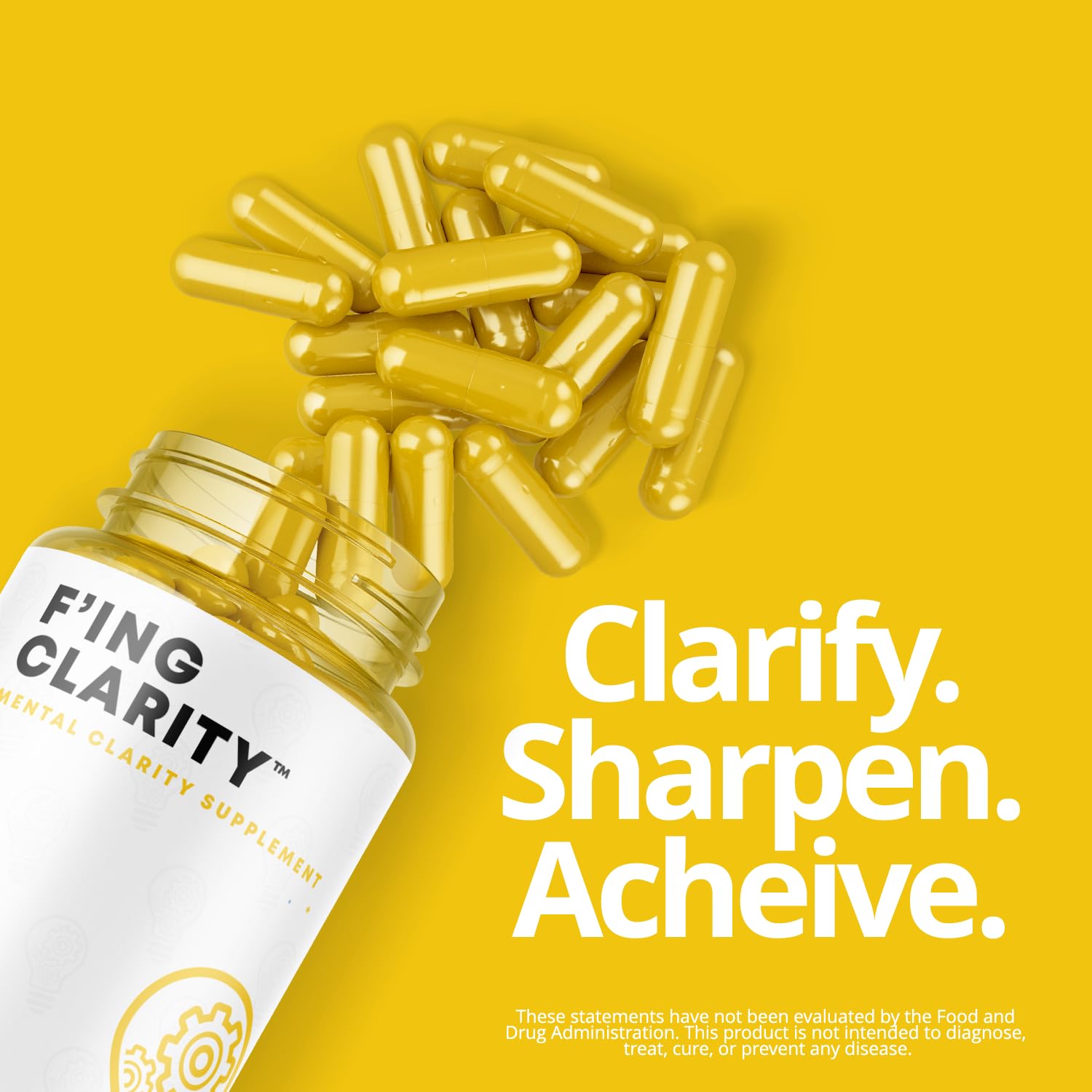 Ingredient highlights of F'ing Clarity: Bacopa, Phosphatidylserine, Gingko Biloba, Rhodiola Rosea, DMAE, B-12, Huperzine A