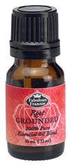 Bottle of Fabulous Frannie Root Chakra Grounded Essential Oil Blend in amber glass (0.33oz / 10ml), undiluted