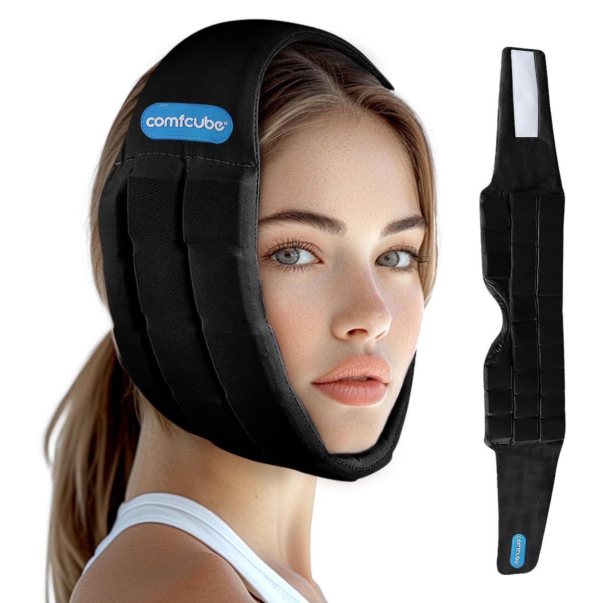 Face ice pack wrap covering wisdom teeth area for jaw and cheek