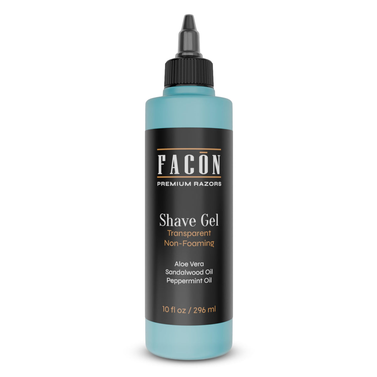 Facón transparent shaving gel bottle for precise line work