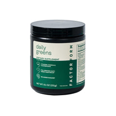 Front view of Factor Form Daily Greens jar