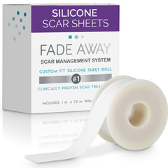 Fade Away silicone scar sheets close-up shows thin, breathable material for comfortable wear