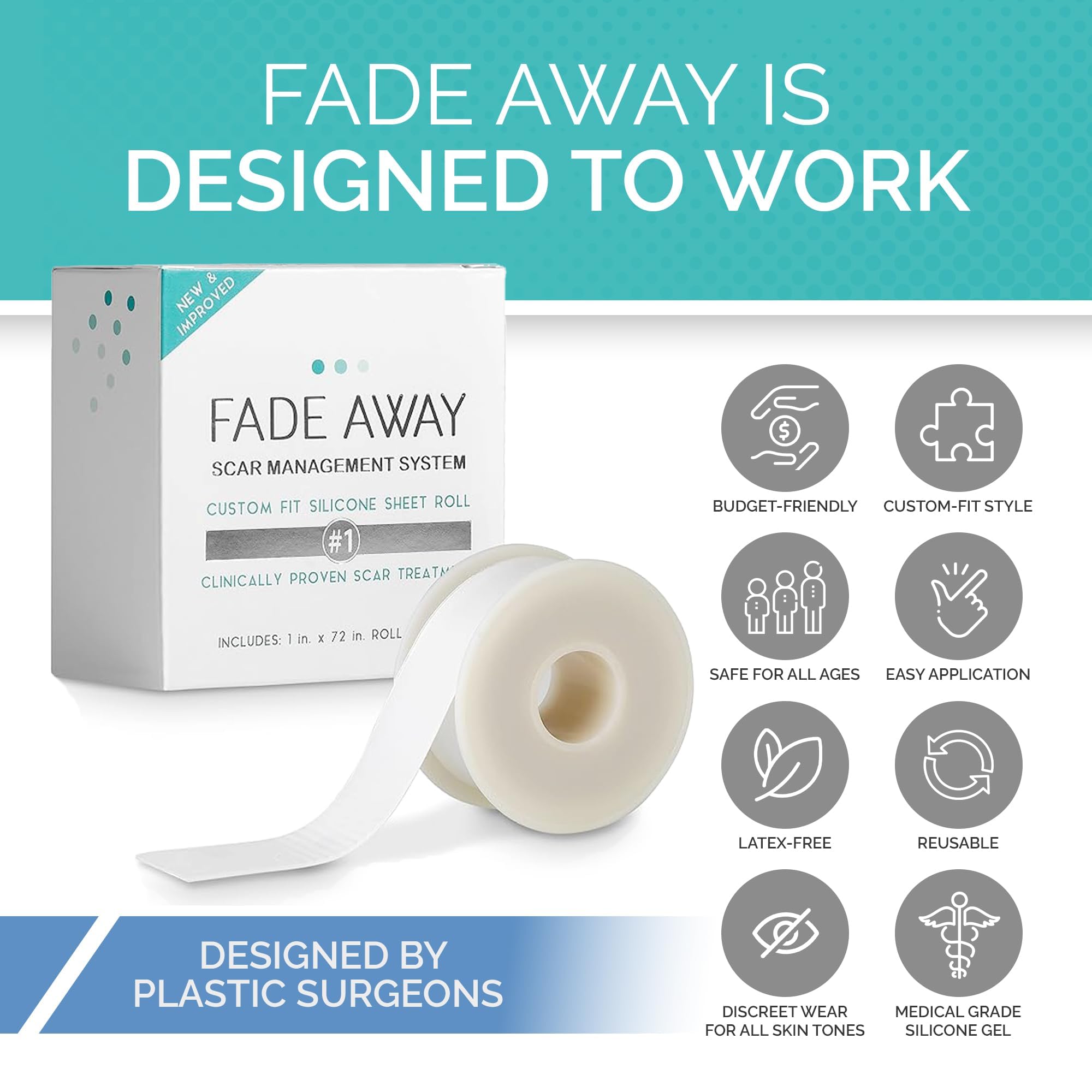 Fade Away silicone scar sheets discreet-wear close-up shows nearly invisible daily wear