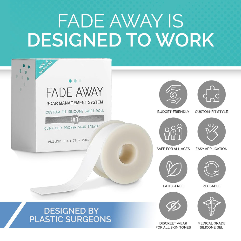 Fade Away silicone scar sheets discreet-wear close-up shows nearly invisible daily wear