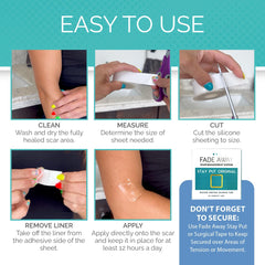 Fade Away silicone scar sheets reusable-pack close-up demonstrates durable, washable design