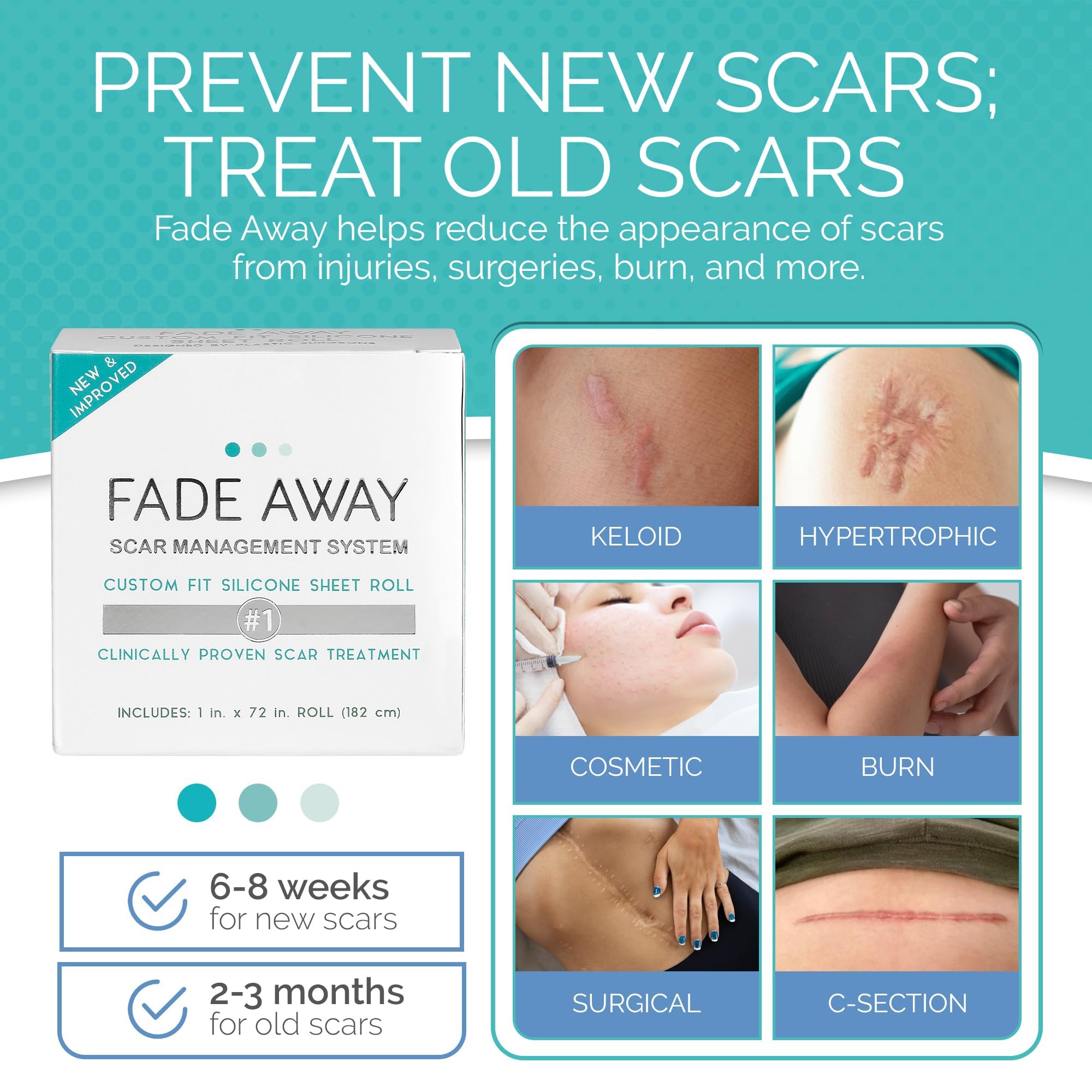 Fade Away silicone scar sheets soft-texture close-up contours to skin for gentle use