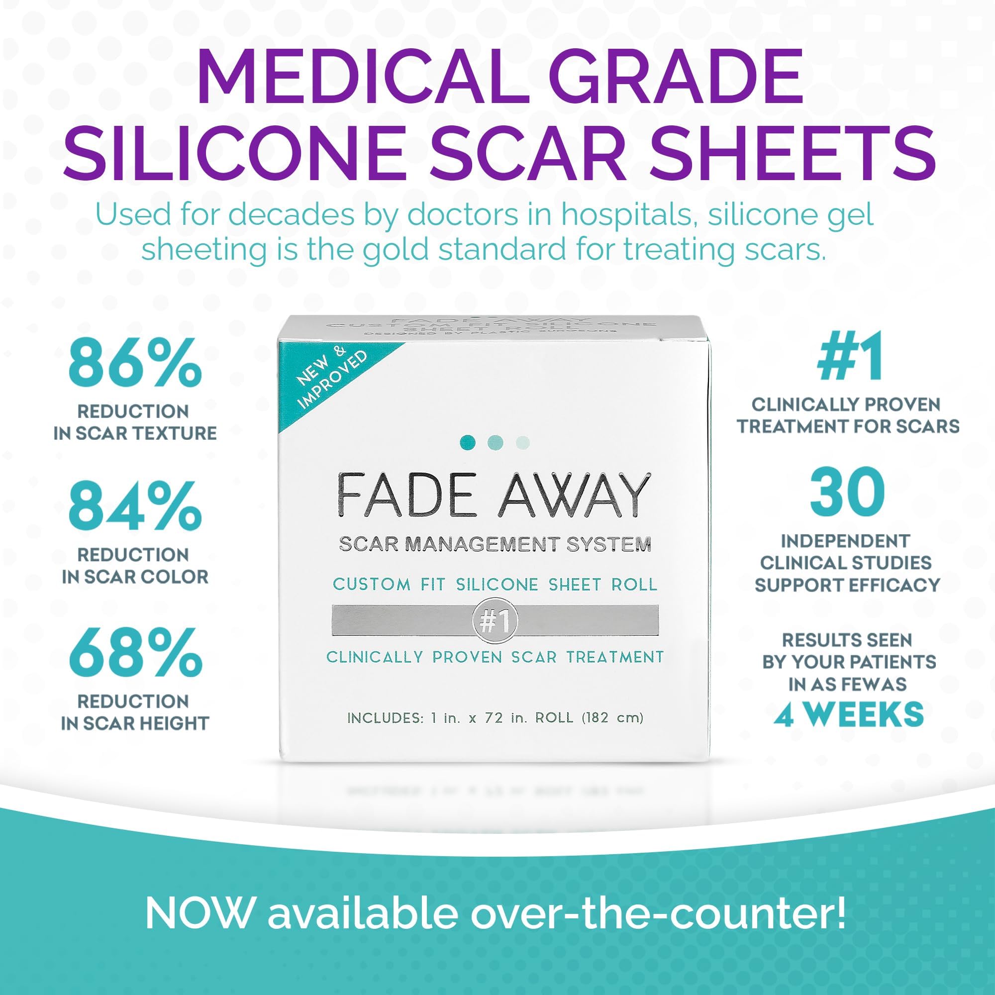 Fade Away silicone scar sheets transparent design close-up highlights discreet daily wear