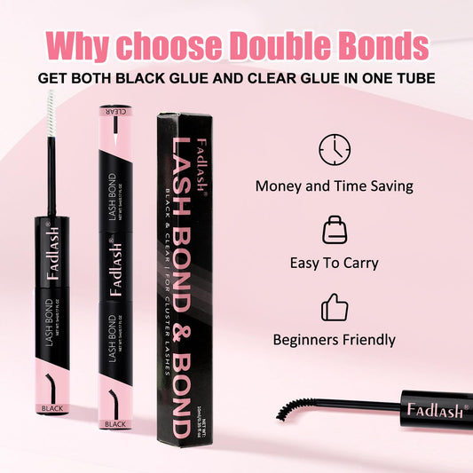 FADLASH cluster lash glue clear 10ml bottle with soft brush for comfort