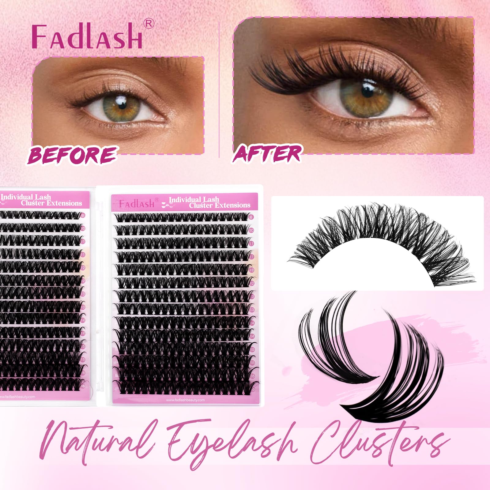 FADLASH fluffy wispy clusters for volumized daytime looks.