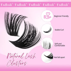 FADLASH fluffy lash clusters’ thin flexible band blending with natural lashes