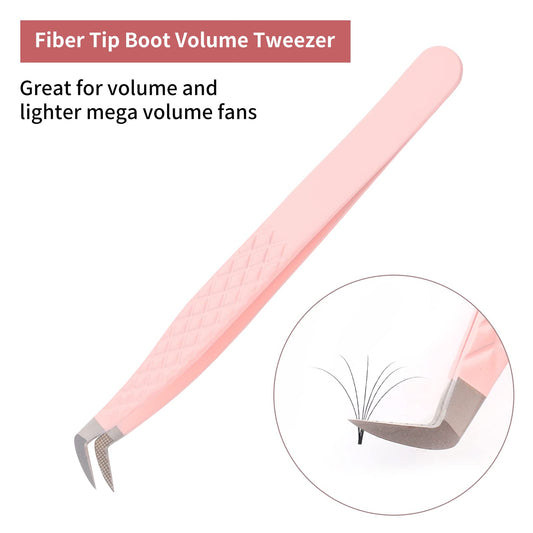 FADLASH curved-tip tweezers provide ergonomic grip to reduce hand fatigue.