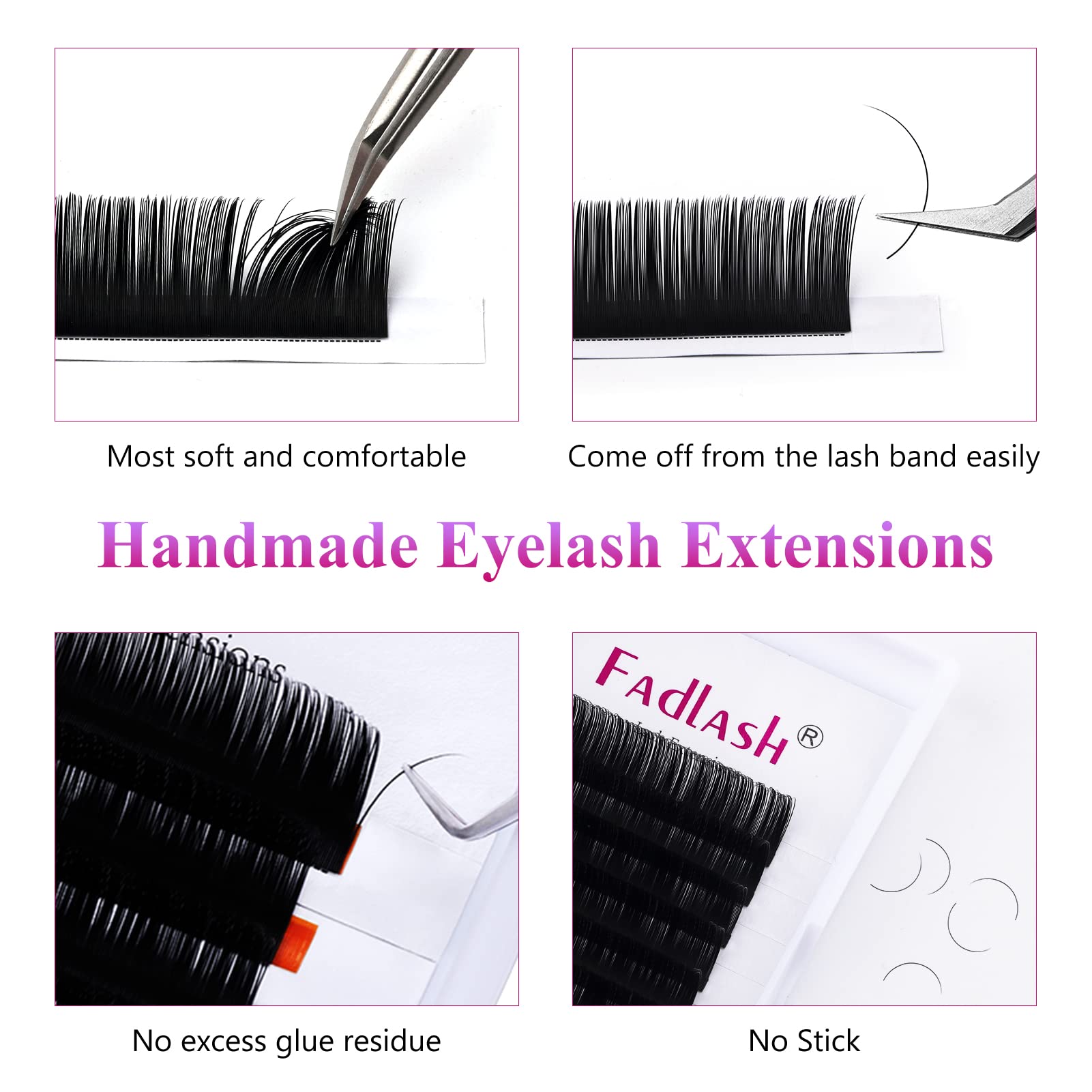 FADLASH mixed tray 0.07 D curl lashes for versatile lengths.