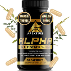 Bottle of fadogia agrestis-based men's supplement with visible capsules