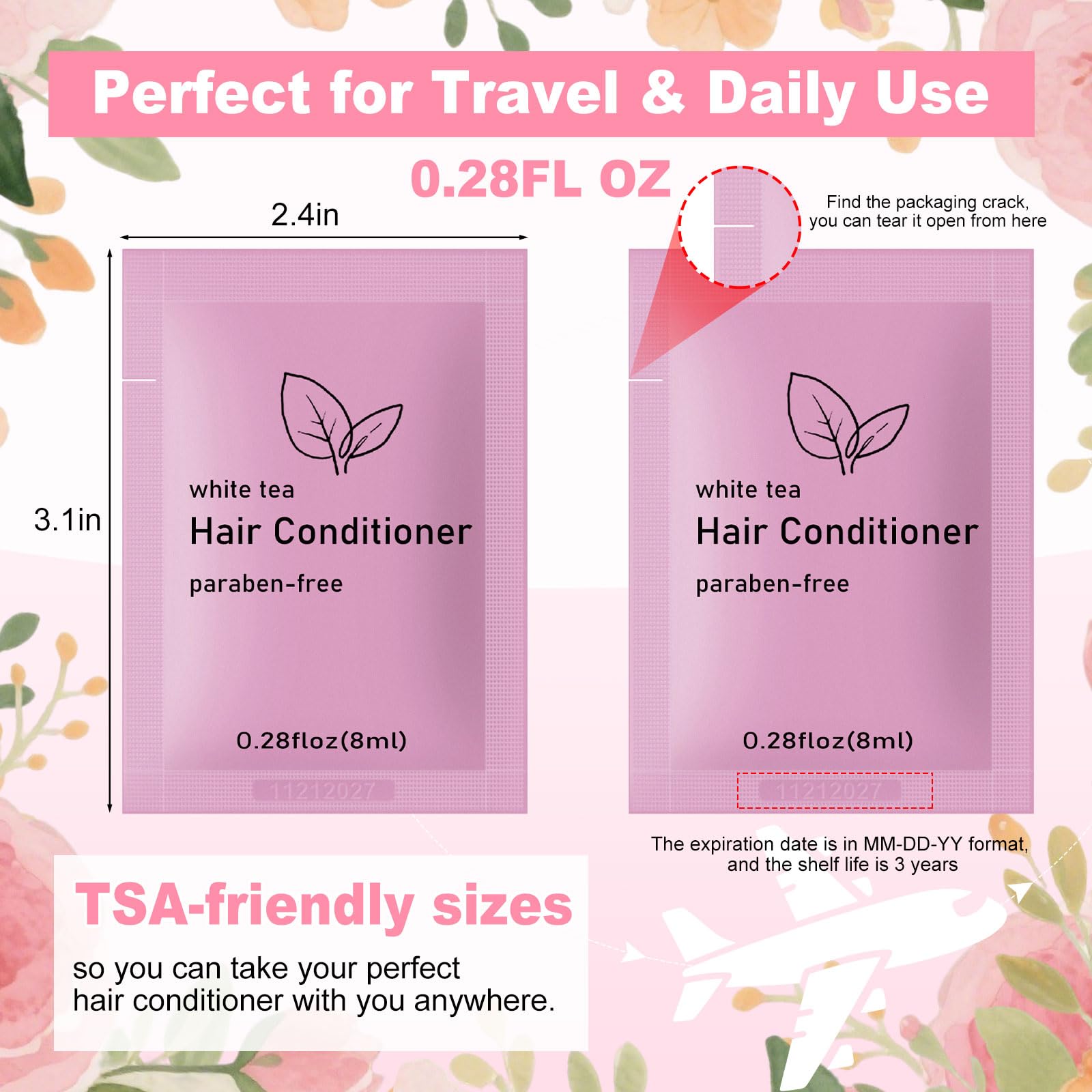 fafortune travel size conditioner white tea packaging front highlights compact travel-friendly size