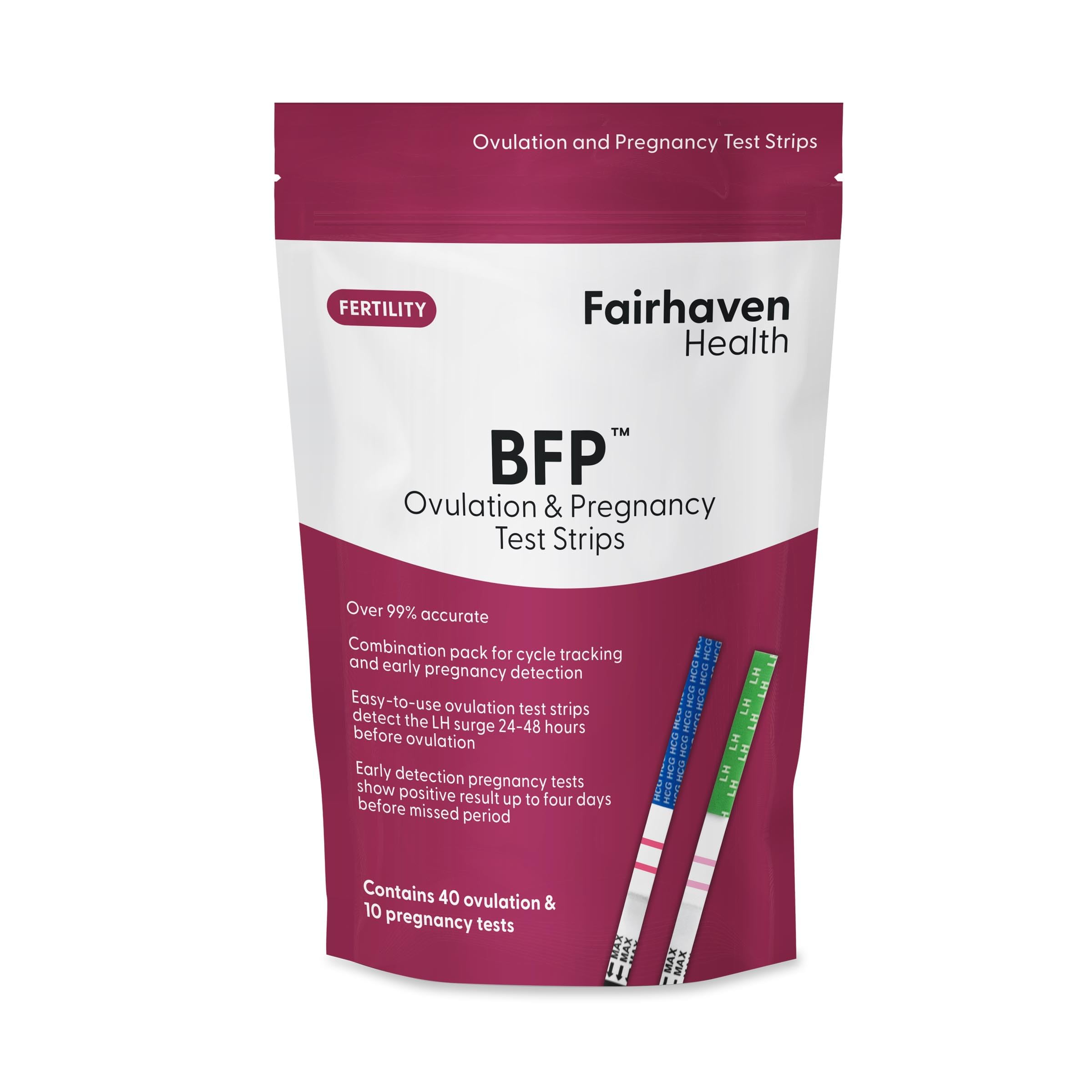 Fairhaven Health BFP Kit with 40 ovulation test strips