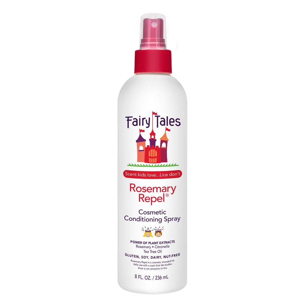 Fairy Tales Rosemary Repel bottle closeup with herbal scent and detangling cue