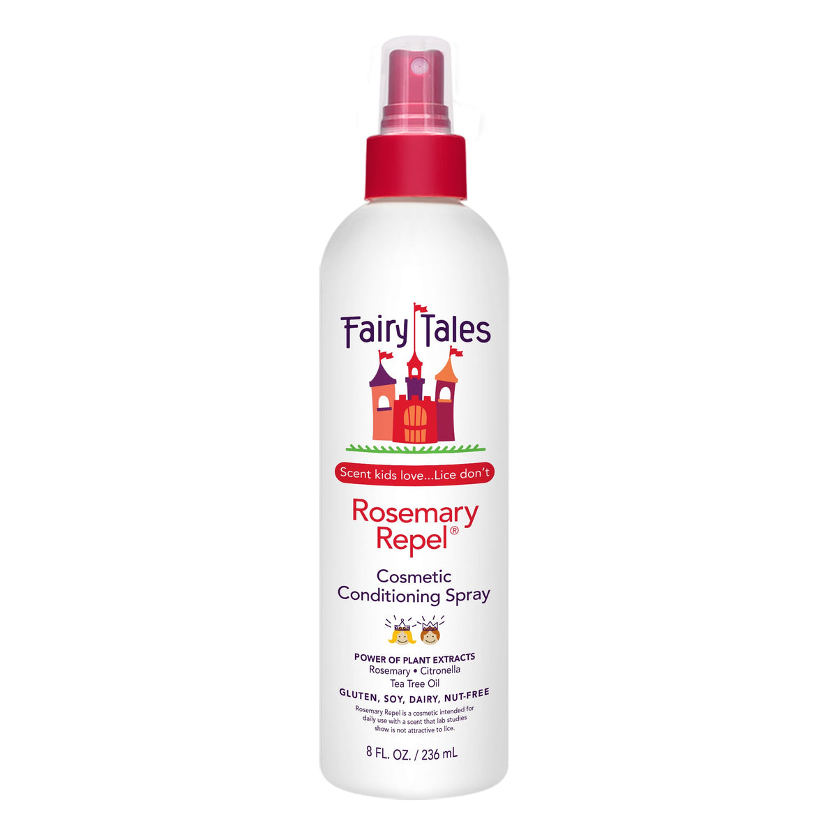 Fairy Tales Rosemary Repel bottle closeup with herbal scent and detangling cue