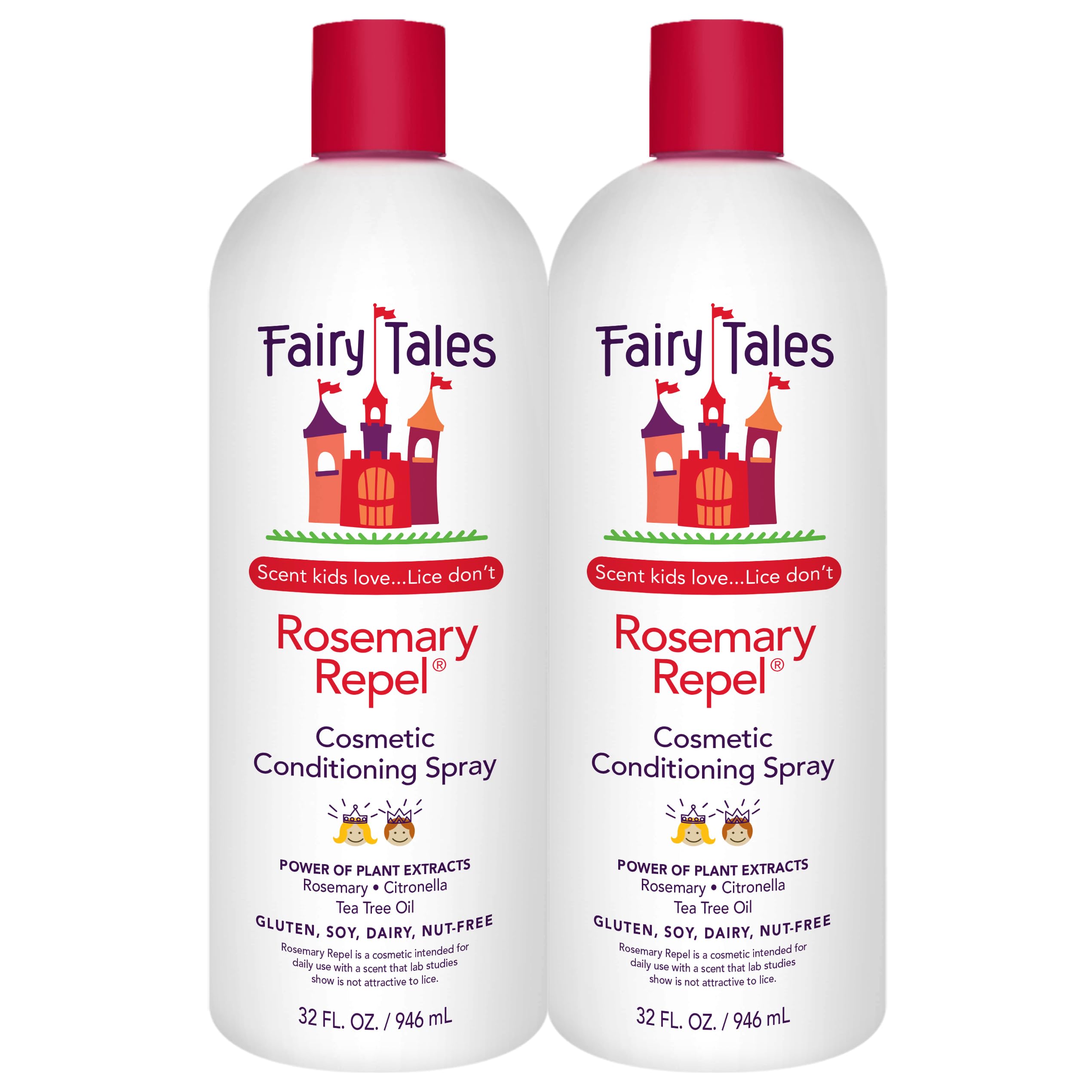 Fairy Tales Rosemary Repel bottle front highlights detangling and kid-friendly scent.