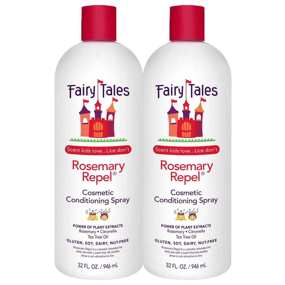 Fairy Tales Rosemary Repel bottle front highlights detangling and kid-friendly scent.