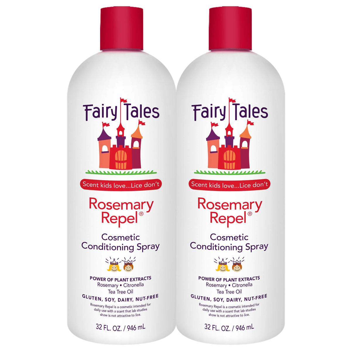 Fairy Tales Rosemary Repel bottle front highlights detangling and kid-friendly scent.