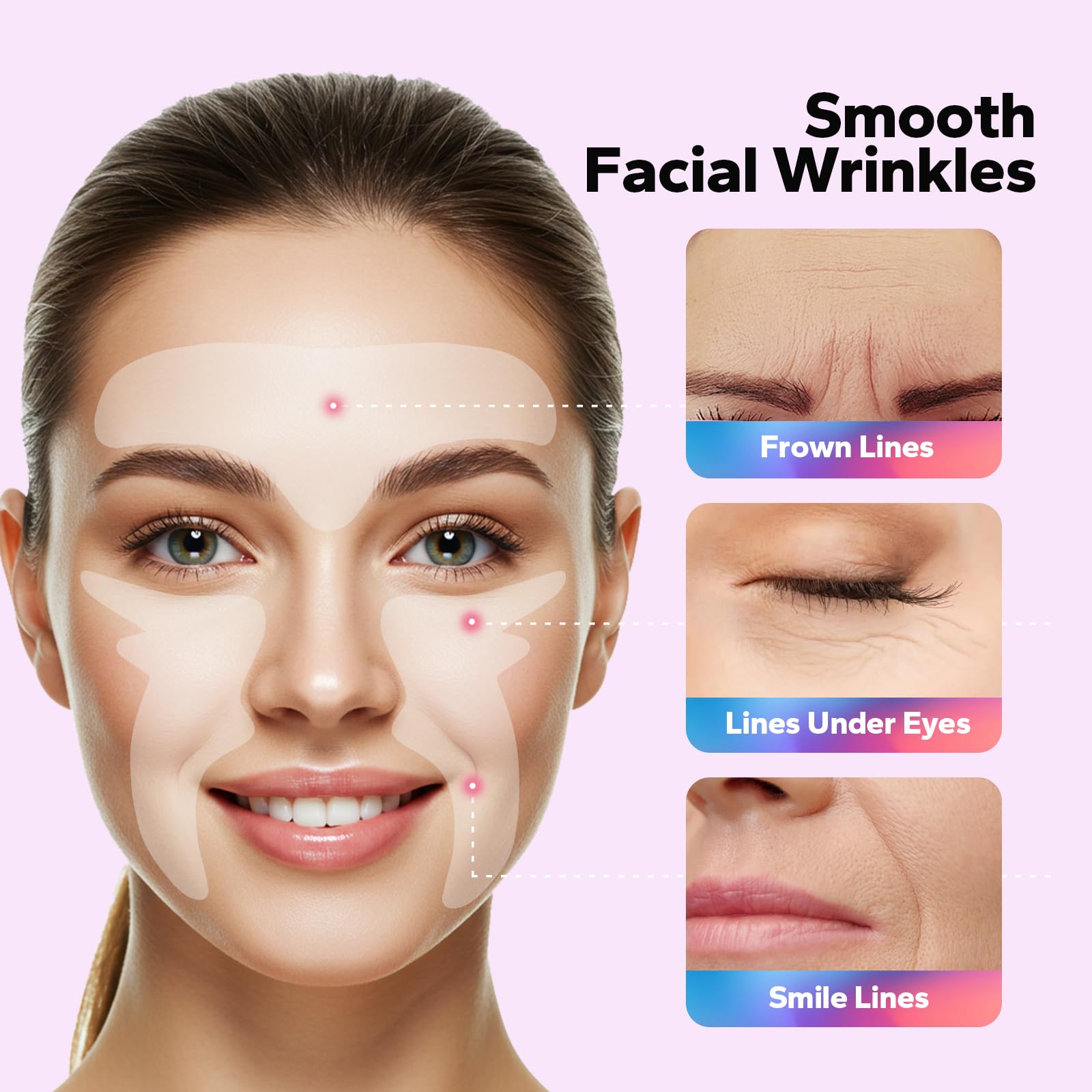 FairyFace forehead patches close-up showing hydrating formula for smoother look.