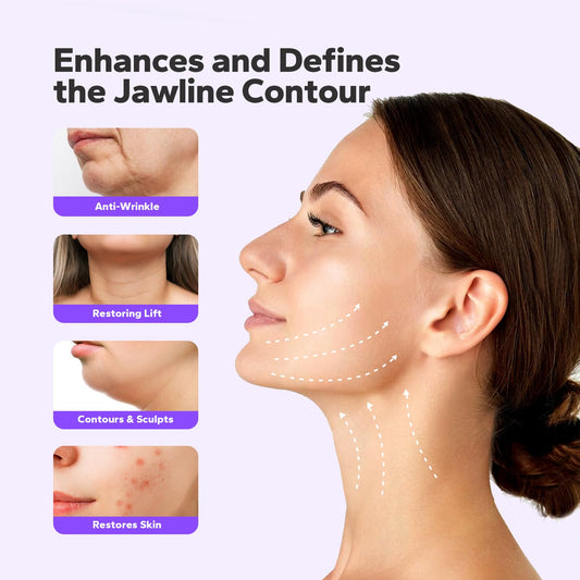 Close-up of FairyFace V-Line mask applied to chin and jawline for lift